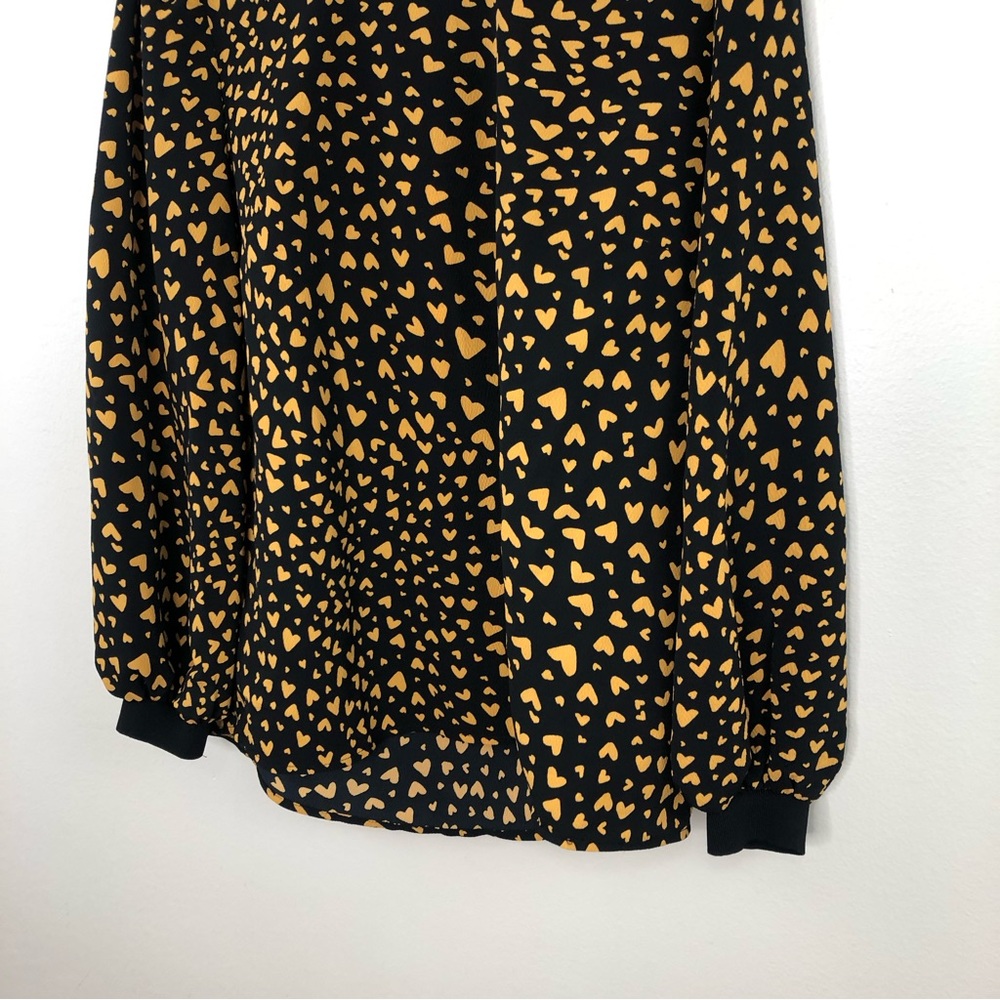 POPSUGAR Black and Mustard Heart Print Long-Sleeve Blouse - Picture 4 of 12